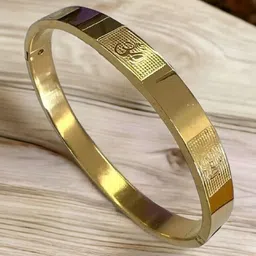 WATCHSTAR Unisex Gold-Plated Stainless Steel Lord Om Symbol Kada Bracelet-32