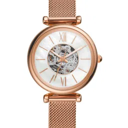 Fossil Carlie Mini Me Women White & Silver-Toned Automatic Skeleton Analogue Watch ME3188-image-8
