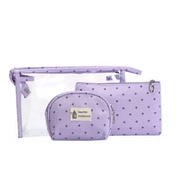 Awestuffs Set of 3 Purple Makeup Travel Toiletry Kit-image-7