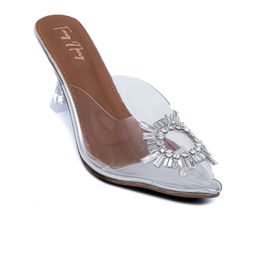 Dapper Feet-Fancy Nancy Embellished Peep Toe Slim Heeled Mules-23