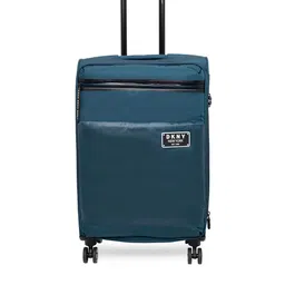 DKNY Teal-Blue Black Textured GLOBE TROTTER Soft Body Trolley Bag 84 L-39