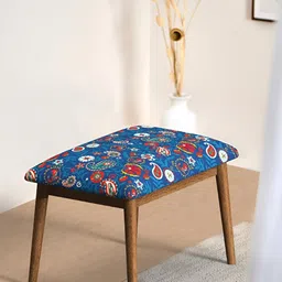 Chumbak Blue & Red Square Shaped Floral Printed Wooden Cushion Lounge Chair-image-75