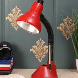 MFD HOME FURNISHING Red & Black Colourblocked Traditional Study Lamp-54