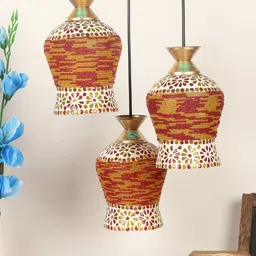 MFD HOME FURNISHING White & Red Self Design Quirky Cluster Lights-4