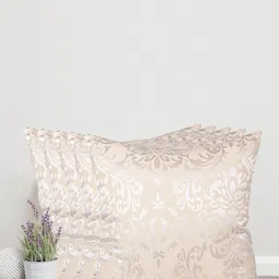 Home Cream-Coloured & Silver-Toned Set of 5 Self Design Square Cushion Covers image 1