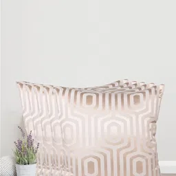 Home Cream-Coloured & Gold-Toned Set of 5 Self Design Square Cushion Covers image 1