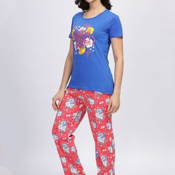 Elzoh Floral Printed Cotton T-shirt With Pyjamas-image-92