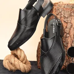 pelle albero Men Textured Leather Shoe-Style Sandals-image-56