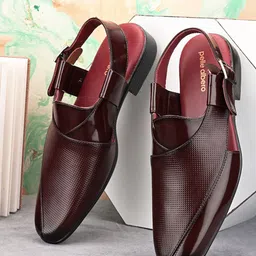 pelle albero Men Textured Leather Shoe-Style Sandals-picture-11