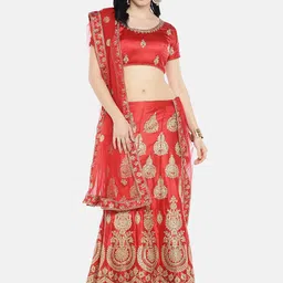 MANVAA Embroidered Thread Work Semi-Stitched Lehenga & Unstitched Blouse With Dupatta-picture-44