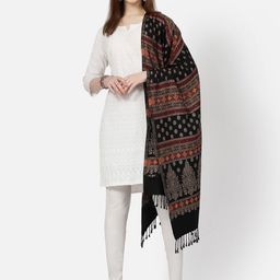 SWI Stylish Woven Design Tasselled Wool Shawl-17