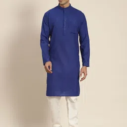 SOJANYA Men Navy Blue Solid Kurta-image-45