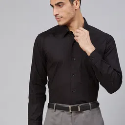DENNISON Men Black Smart Slim Fit Water & Stain Repellent Solid Formal Shirt-image-47