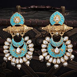 Sukkhi Gold-Plated Circular Chandbalis Drop Earrings-4