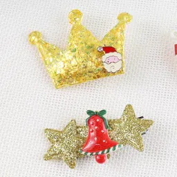 Asthetika Kids Girls Set of 2 Gold-Toned & Red  Embellished Alligator Hair Clip-2