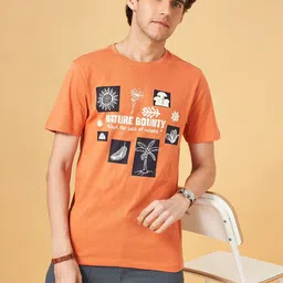 Urban Ranger by pantaloons Printed Slim Fit Short Sleeves Round Neck Cotton T-shirt-image-83