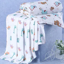 The Boo Boo Club Infant Set Of 2 Printed Sustainable Soft Organic Cotton Muslin Swaddle-36