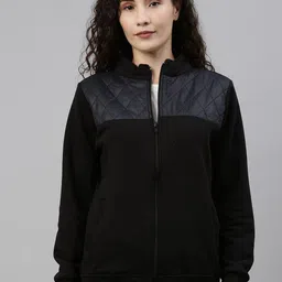 Campus Sutra Mock Collar Windcheater Cotton Quilted Jacket-7
