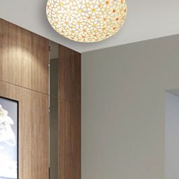 Devansh Off White & Brown Floral Mosaic Design Glass Ceiling Lamp-3