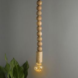 Homesake Beige Handcrafted Round Wooden Beaded Hanging Light-image-24