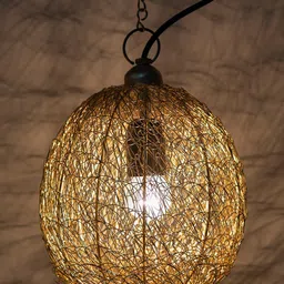 Homesake Gold-Toned Self Design Hanging Wall or Ceiling Lamp-9