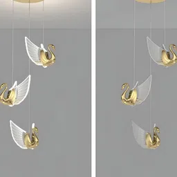 Areezo Gold-Toned & White 2Pcs Aluminium Contemporary Abstract Shaped Ceiling Lamps-11