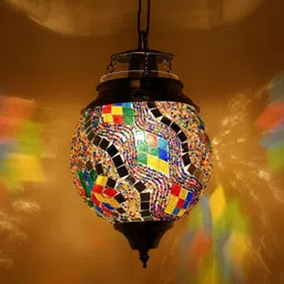 Homesake Multicoloured Textured Turkish Moroccan Mosaic Hanging Light-23