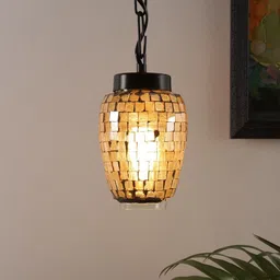 Devansh Brown Self-Design Mosaic Glass Hanging Light-10
