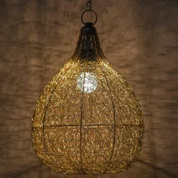 Homesake Gold-Toned Textured Hanging Lamp-50