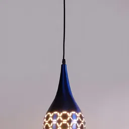 Areezo Blue Textured Bell Ceiling Lamp-10