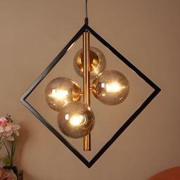 ELIANTE Black & Gold-Tone Iron Contemporary Hanging Ceiling Lamp-31