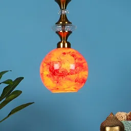 ELIANTE Orange & Red Iron Contemporary Spherical Ceiling Lamp-picture-10