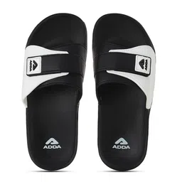 Adda Men Black & White Printed Sliders-30