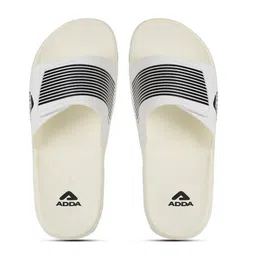 Adda Men White & Black Striped Rubber Sliders-image-70