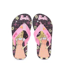 toothless Girls Black & Pink Barbie Printed Rubber Thong Flip-Flops-picture-52