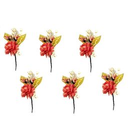 Hair Flare Women Set of 6 Artificial Flower With Pearl Hair Accessory-17