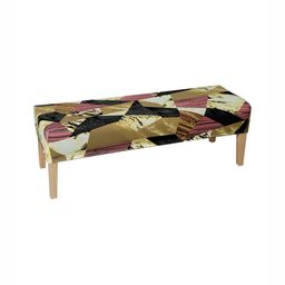HOKIPO Green & Pink Printed Dining Bench Slipcover-image-91