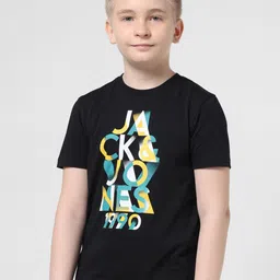 Jack & Jones Junior Boys Typography Printed Slim Fit Pure Cotton T-shirt-image-73