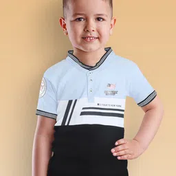Duke Boys Colourblocked Mandarin Collar Slim Fit Cotton T-shirt-31