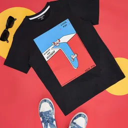Pantaloons Junior Boys Graphic Printed Cotton T-shirt-image-90