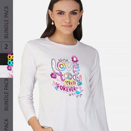 CHOZI Pack Of 2 Printed Round Neck Cotton Casual T-shirt-image-87