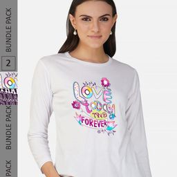 CHOZI Pack 2 Typography Printed Round Neck Cotton T-shirt-image-95