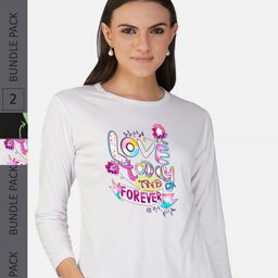 CHOZI Pack 2 Typography Printed Round Neck Cotton T-shirt-image-86