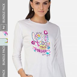 CHOZI Pack Of 2 Typographic Printed Long Sleeves Cotton T-shirt-picture-13