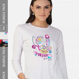 CHOZI Pack 2 Typography Printed Round Neck Cotton T-shirt-image-94