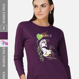 CHOZI Pack Of 2 Typography Printed Cotton T-shirts-picture-7