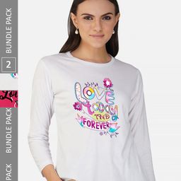 CHOZI Pack Of 2 Printed Round Neck Cotton Casual T-shirt-image-83