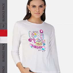 CHOZI Pack Of 2 Typography Printed Cotton T-shirts-image-132