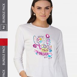 CHOZI Pack Of 2 Typographic Printed Long Sleeves Cotton T-shirt-picture-5