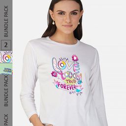 CHOZI Pack 2 Typography Printed Round Neck Cotton T-shirt-image-68